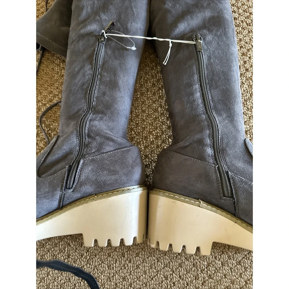 NEW NICOLE MILLER Gray Over the Knee Boots Size 8